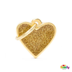 MF SMALL HEART GLITTER GOLD 2,8x2,5cm gravírozható biléta
