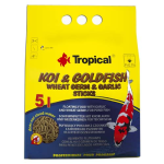 TROPICAL Koi&Goldfish Wheat Germ&Garlic Sticks 5l/400g víz felszínén úszó táp tavi halaknak