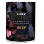 DELIKAN SUPRA DOG darált marhahús marhaizom darabokkal 800g konzerv kutyáknak